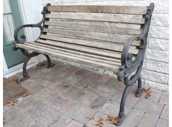 Antique Iron And Teak Wood Garden Bench