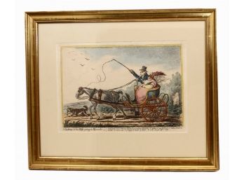 James Gillray (British, 1756-1815) 'A Cockney & His Wife Going To Wycombe' Hand Colored Etching