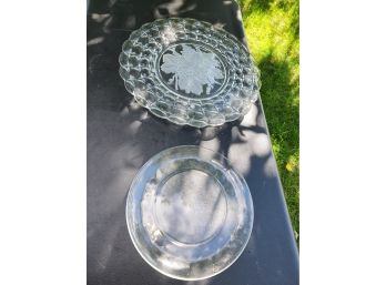 2 Large Glass Serving Platters