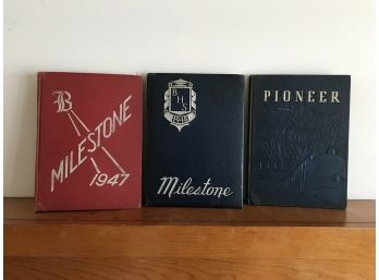 3 VINTAGE HIGH SCHOOL YEARBOOKS - 1947 AND 1948