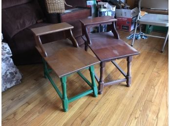 Pair Sturdy Step Side Tables