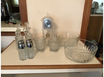 Nice Glass Lot ~ Cruet Set, 2 Salt & Pepper Sets