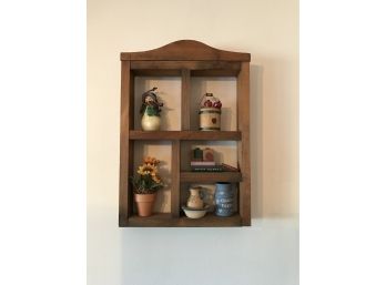Wooden Wall Shelf With Country Knick Knacks
