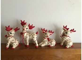 Four AMAZING  Handpainted Reindeer