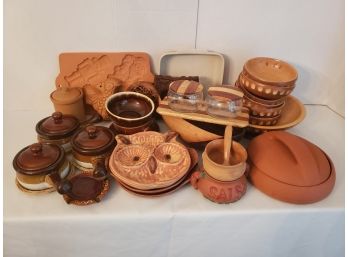 Collection Of Brown Wooden, Ceramic And Pottery Kitch Ware