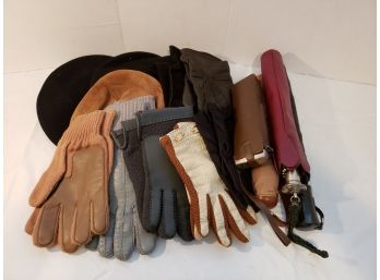 Selection Of Gentlemens And Ladies Gloves - Hats - Vintage Umbrellas