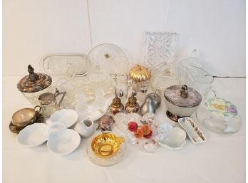 Large Mixed  Collection Of Glass And China And Salt And Peppee Shakers