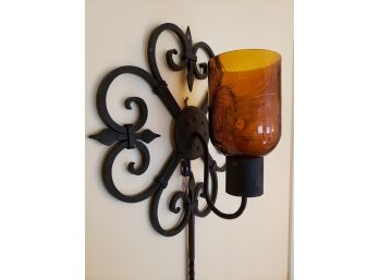 Vintage Wrought Iron Wall Sconce Light