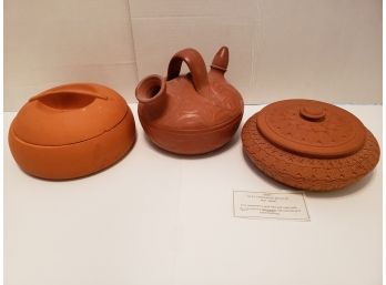 Clay Casserole And Tea Pot Lot