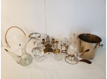 Unique Mixed Collection Of Candle Holders And Burners Plus A Brandy Glass Warmer And Ice Buckets