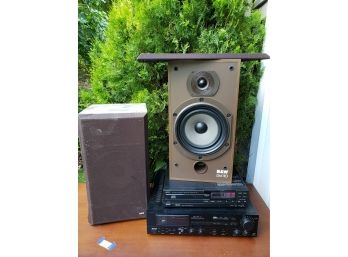 Vintage Working Denon Compact Disc Player And Av Reciever Plus B&W Speakers