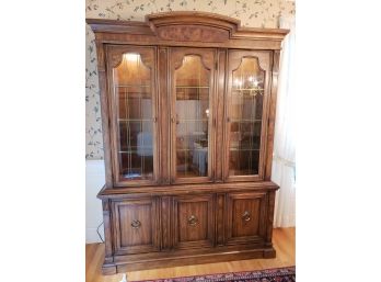 Beautiful Two Piece Drexel Lighted Hutch