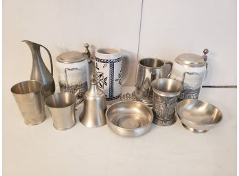 Mixed Lot Of Pewter And Steins
