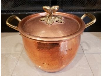 Hand Hammered Ruffoni Copper And Brass Covered Pot