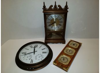 31 Day Mantle Clock And Barometer Lot