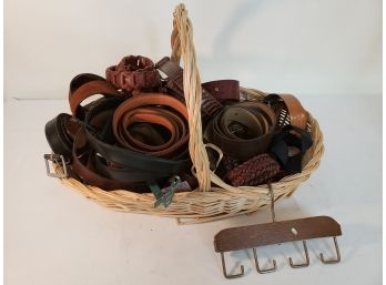 Basket Of Belts With Belt Hanger