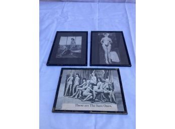 Grouping Of 3 Framed Pin Up Girl Photos/ Prints- 1940s