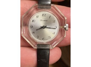 LUCERNE SWITZERLAND Mid-century Modern Lucite Wristwatch- Mechanical Movement