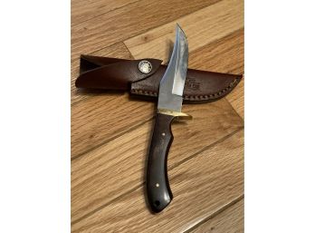 RITE-EDGE Clipped Back Hunting Knife With Leather Sheath