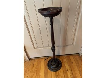 Antique Wood And Metal Floor Ashtray.