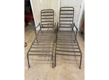 Pair Of Cast Aluminum, Coated Patio Chaise .