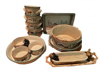 14 Pieces Collection Of Sonoma Lodge Stonewares.