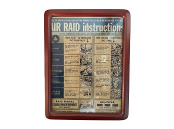 Vintage WWII Era ,framed New Haven's Air Raid  Instruction.