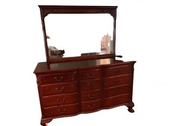 Vintage Continental Furniture , Twelve Drawer Dresser W / Mirror.