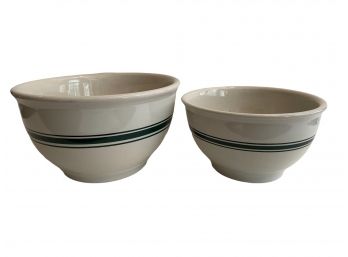 Pair Of Nesting , Stoneware Mixing Bowls