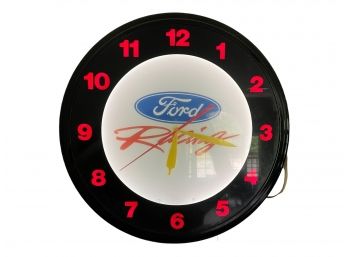 Ford Racing 20' Illuminated Electric Wall Clock.