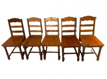 Set Of Five Vintage Maple Dinning Chairs.