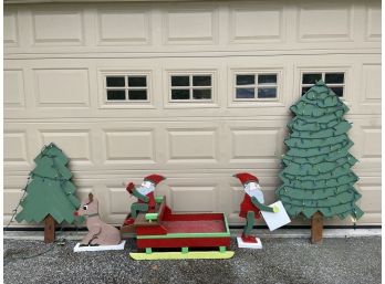 Group Of Heavy Duty , Cut Plywood , Outdoor Christmas Decoration.