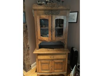 Antique Distressed Oak China Cabinet. Project.