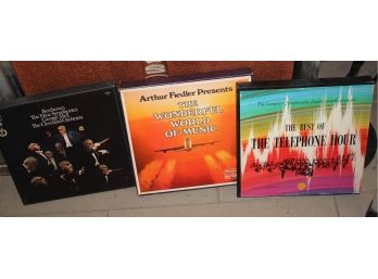 Three Vintage Beethoven, Arthur Fiedler & Longines Symphonette Vinyl Record Sets
