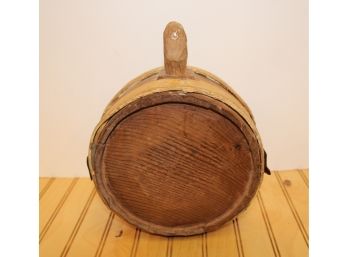 Antique/Vintage Carved Wooden & Leather Canteen