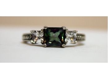 New Sterling Silver 925 Ladies Color Changing Alexandrite Ring, Size 8.25