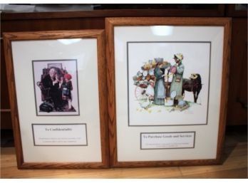 Two Framed Norman Rockwell Business Office Sentiment Pictures