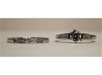 New IBB CN 925 Sterling Silver & CZ Ladies Engagement & Wedding Ring Set Sz 8