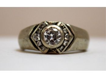 Vintage Men's Sterling Silver 925 & Cubic Zirconia Ring
