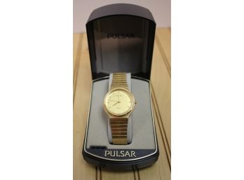 New Old Stock PULSAR Men's Gold Tone Watch