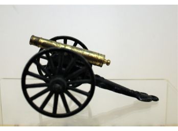 Vintage Cast Iron & Brass Mini Cannon Toy