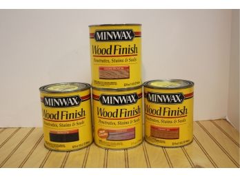 Four New Cans Minwax Wood Finish Stains - Assorted Colors