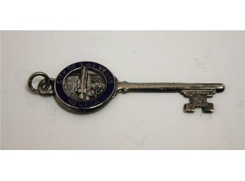 Vintage Entenmann Sterling Silver & Royal Blue Enamel CITY OF LAS VEGAS NEVADA Key Pendant/FOB