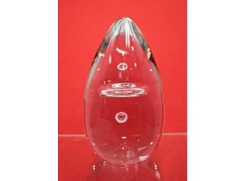 Wedgwood Studio Controlled Clear Bubble & Ring 4' Ovoid Art Glass Paperweight Stennet Wilson