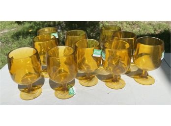 Ten Plastic Stemmed Glasses