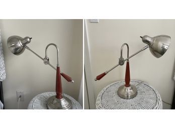 Pair Of Adjustable Chrome Desk Lamps