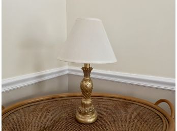 Small Carved Wood Gilt Table Lamp