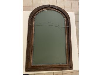 Antique Arch Form Wood Framed Wall Mirror