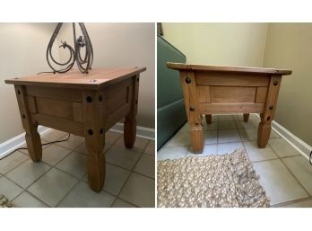 Pair Of Square Pine End Tables