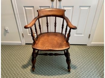 Handsome Vintage Wood Barrel Desk Chair